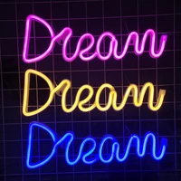 led dream letter neon sign lights for bedroom wall battery usb night lamp atmosphere birthday gifts wedding home xmas room decor