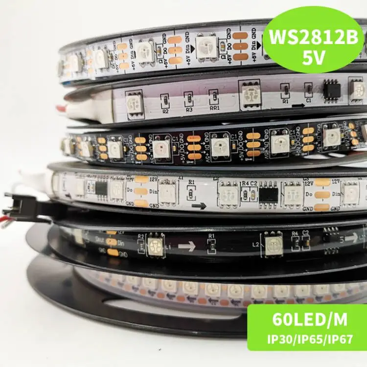 1m/5m WS2812B LED Strip DC5V 30/60/144 leds/m WS2812 IC IP30/IP65/IP67 WS2812 pixels Smart Lamp Tape