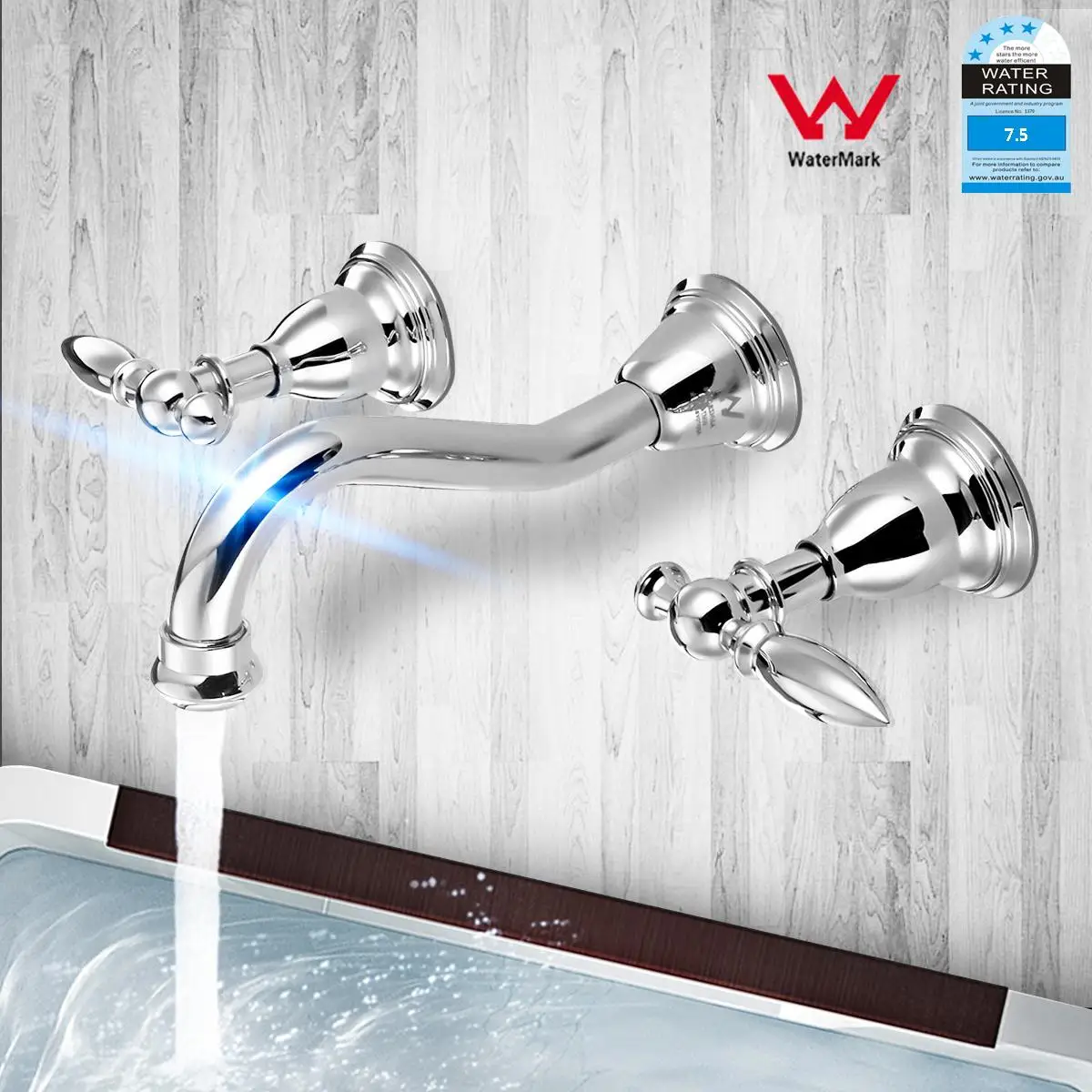 

BVSOIVIA Stainless Steel Shower Bathroom Spout Faucet Wall Sink Basin Mixer Tap With Double Handles Wall-Mount Bathtub Faucet