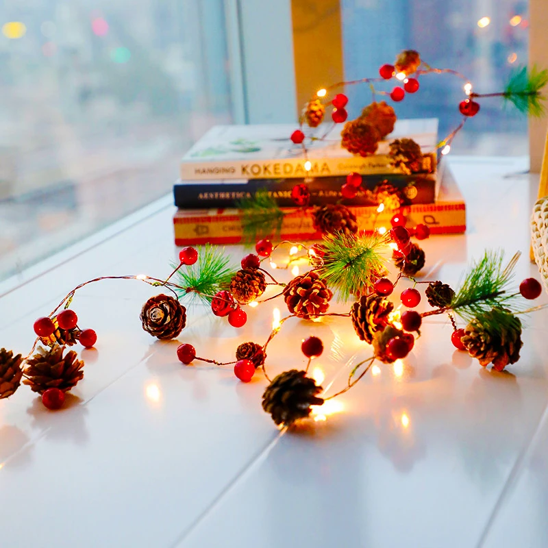 

Led Pine Cone Pine needle String Light Battery Powered Copper Wire Lamp for Christmas New Year room Outdoor Garden Decoration