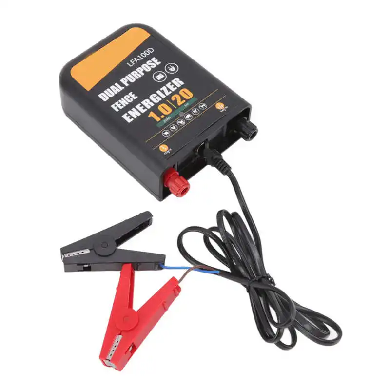 

Electric Fence Energizer Low Impedance Electric Fence Charger AC DC 100‑240V with Power Adapter for Pasture