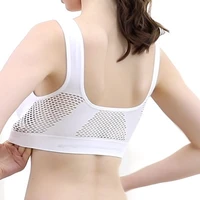 women solid color breathable mesh sports bra without steel ring women chest wrap womens yoga running shockproof sports bra
