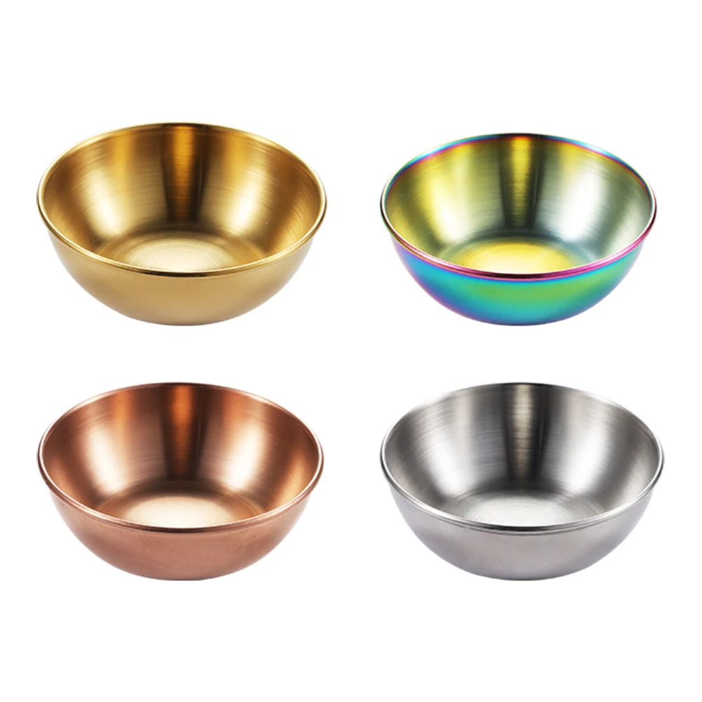 

4pcs Mini Sauce Dish Appetizer Serving Tray Stainless Steel Sauce Dishes Spice Plates Kitchen Supplies Plates Spice Dish Plate