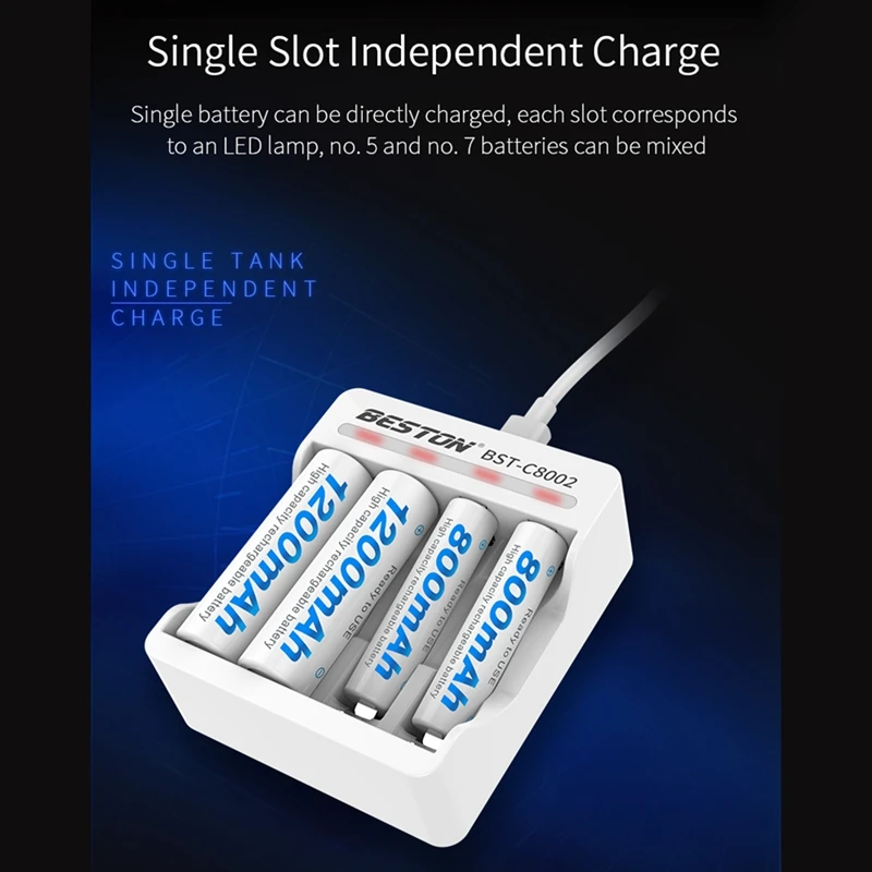 Beston 4 слота быстрое умное интеллектуальное таймерное Зарядное устройство USB для 1