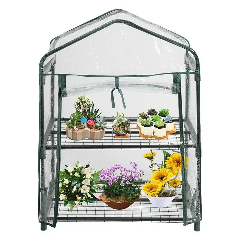 

PVC2 Tier House Greenhouse Garden Greenhouse Cover Waterproof AntiUV Protect Garden Plants Flowers Shed Without Iron Stand