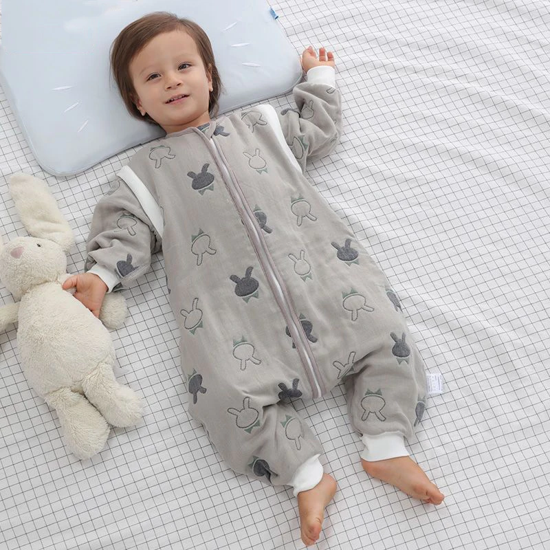 Spring Autumn 6 Layer Gauze Split-leg Sleeping Bag Children Anti-kick Quilt 2 Baby Air-conditioned Room |