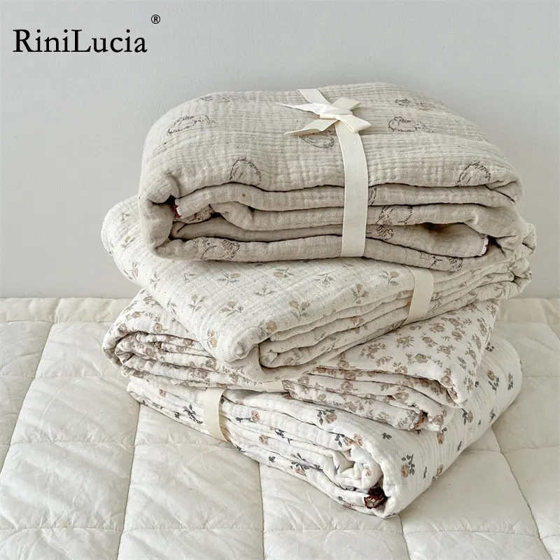 

Одеяло детское из хлопка и муслина с принтом