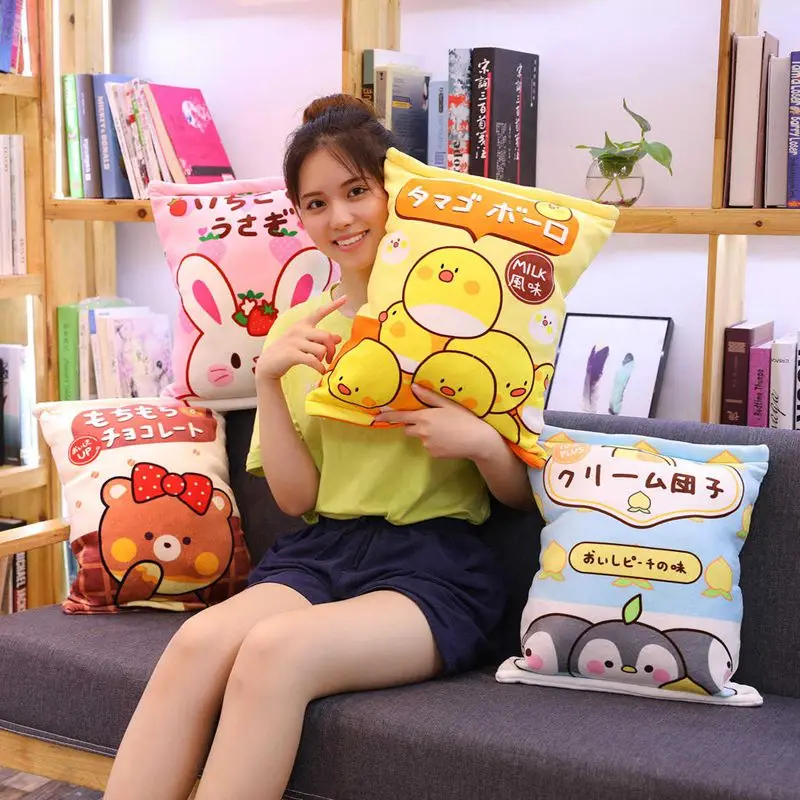 A Plushie Bag Pudding Toys Cookie Balls Japanese Animation Sumikko Gurashi Sakura Bunny Fruits Avocado Banana Candy Bag Gift images - 6