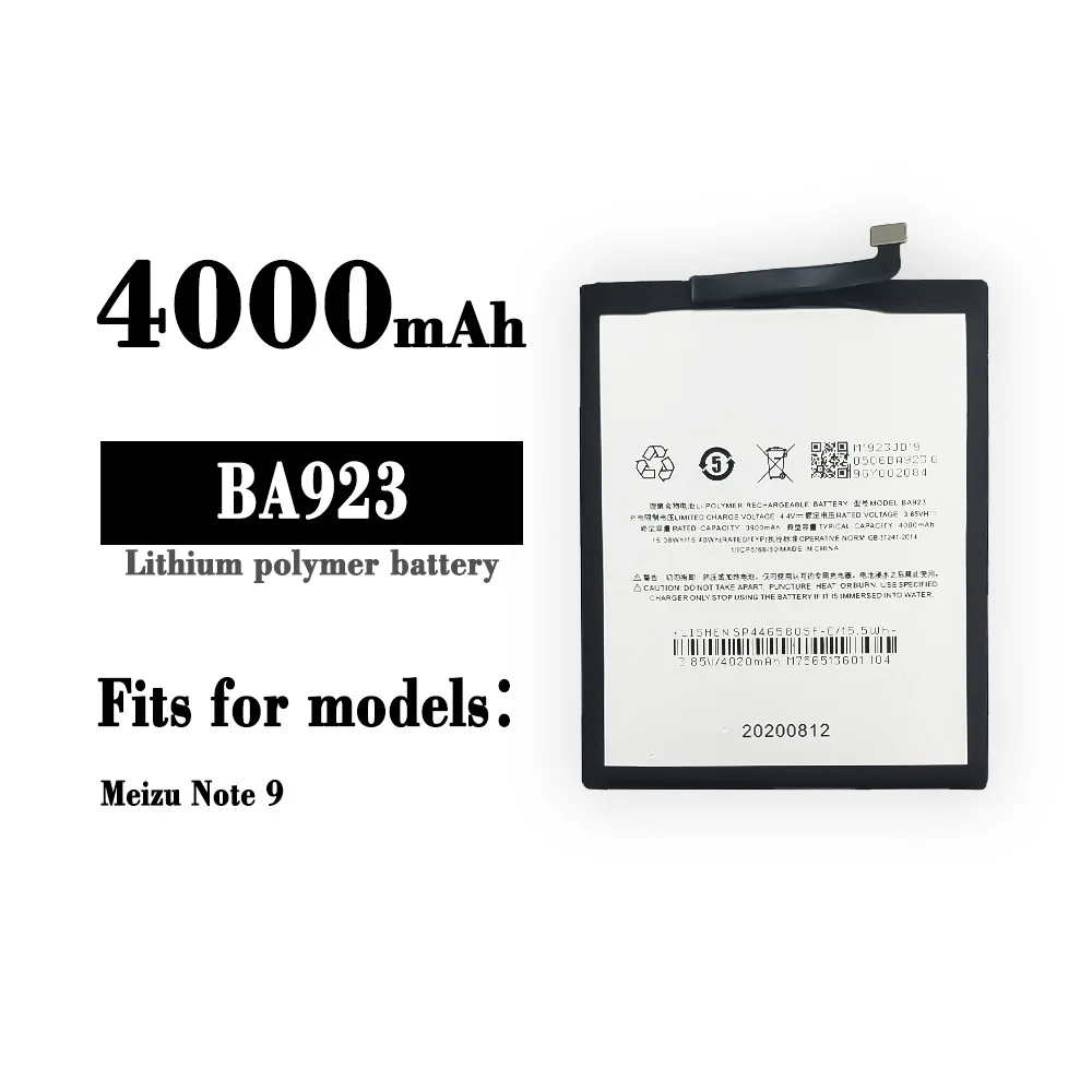 

100% Новый оригинальный аккумулятор для Meizu Note 9 M9 Smartphone BA923 4000 мАч Высококачественный аккумулятор сменный литиевый аккумулятор