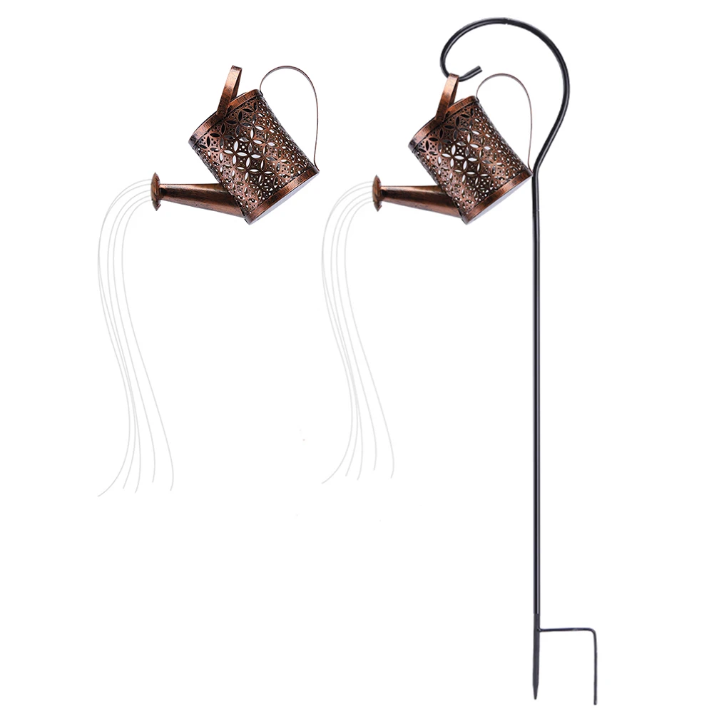 

Watering Can Hanging Solar Powered Lantern Garden Art Light LED Decor Metal Waterfall String for Patio Yard Pathway Plant Vine