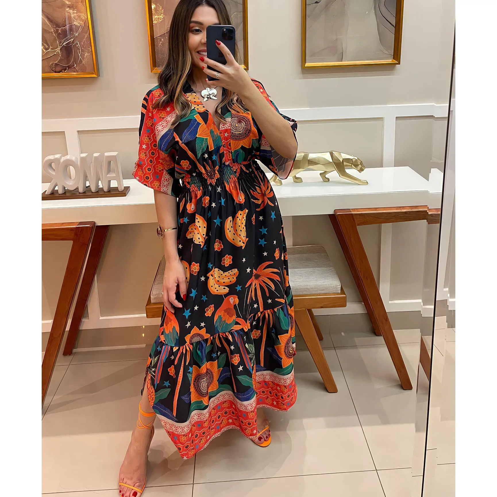 

Тропическое Цветочное платье серия Кардашьян с поясом стильный дизайн высокого качества тонкое элегантное модное Повседневное платье с V-образным вырезом с принтом