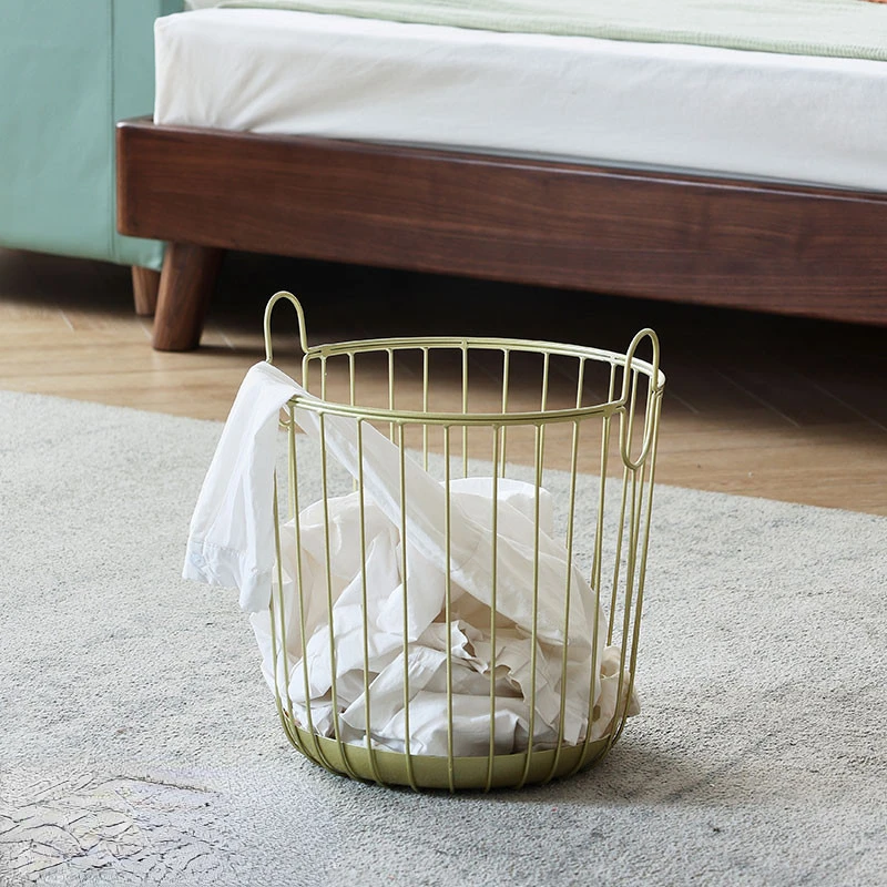 Nordic Ins Laundry Basket Light Luxury Metal Laundry Basket For Bathroom Living Room Wrought Iron SundriesBasket For Toys