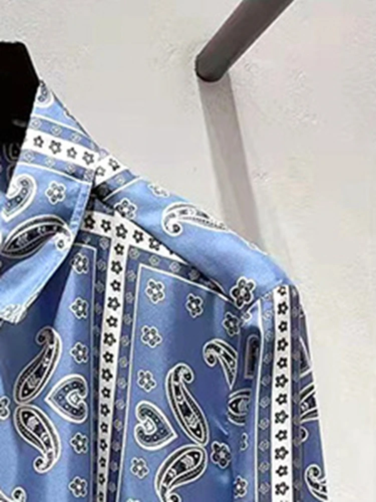 Женские рубашки с синим принтом удобная и гладкая блузка кардиган весна 2022 |