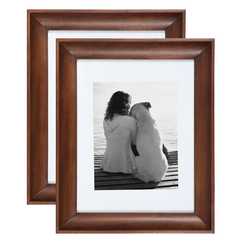 

Clive Transitional Wall Frame Set, 11x14 matted to 8x10, Set of 2, Walnut Brown, Chic Picture Frames For Any Room