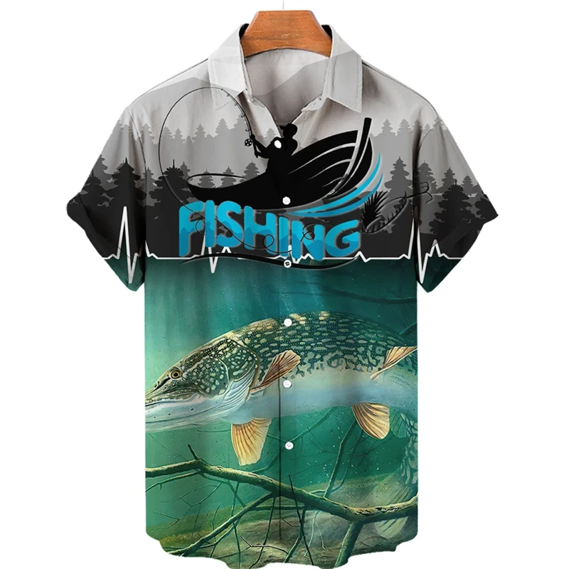 

Уличные рыболовные графические рубашки для мужчин, одежда, повседневная блузка с отворотом для рыбалки и клуба, пляжные рубашки для отпуска, мужские блузки, топ для отпуска