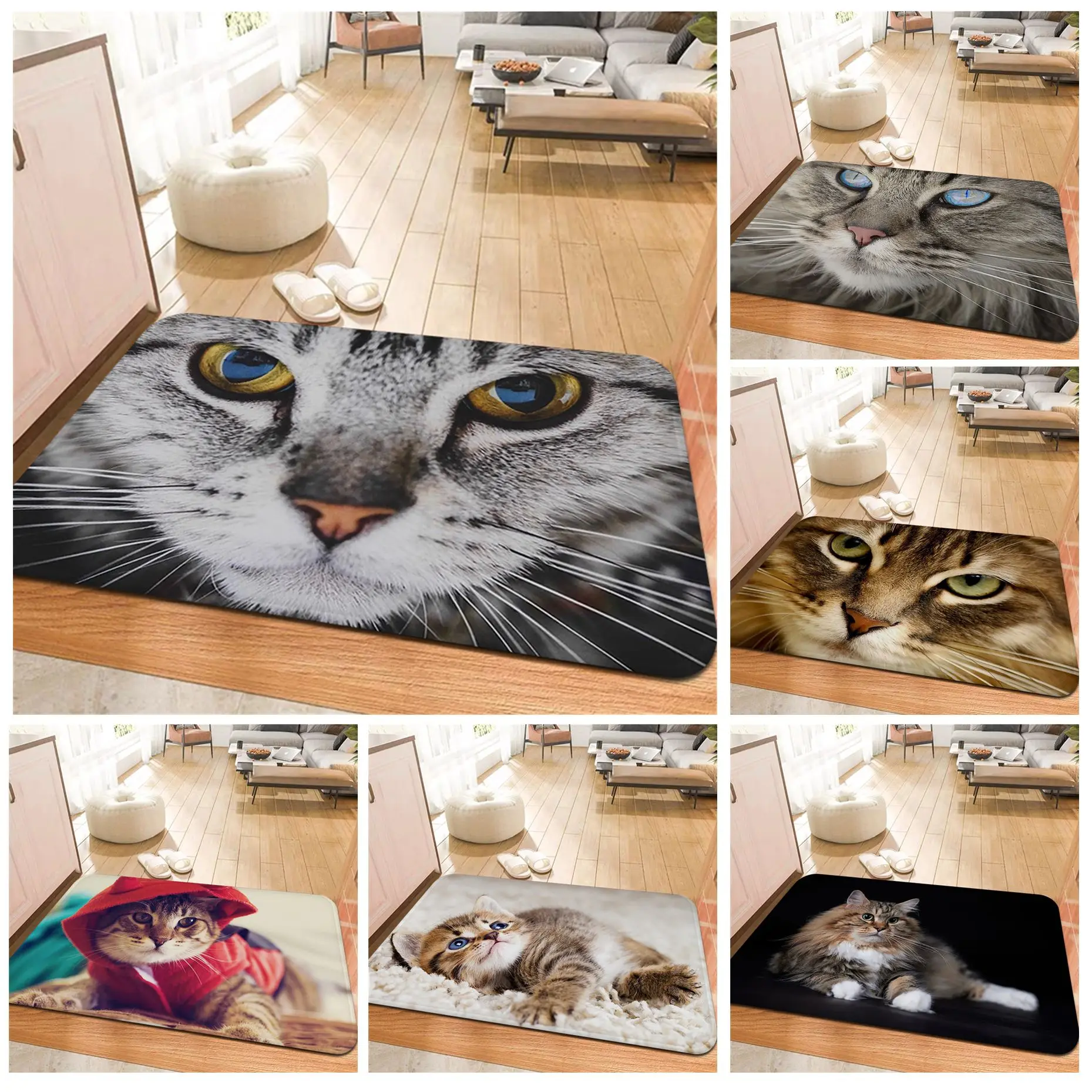 

cute cat art photo Entrance Door Mat Nordic Style Bedroom Living Room Doormat Home Balcony Anti-Slip Welcome Doormat
