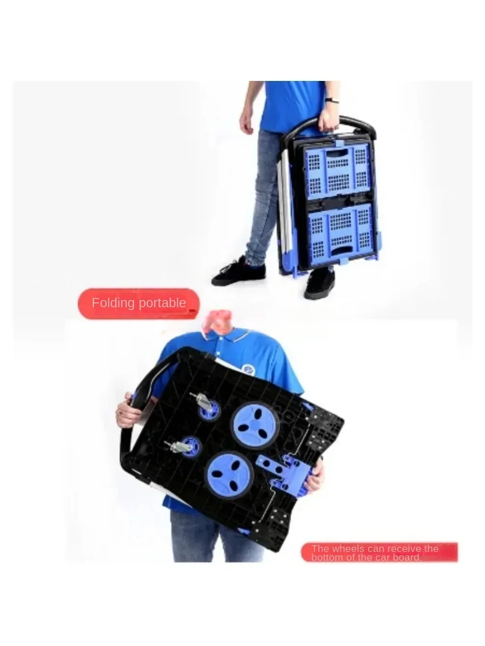 Новые двухэтажные складные тележки легкие алюминиевые для покупок с ящиком