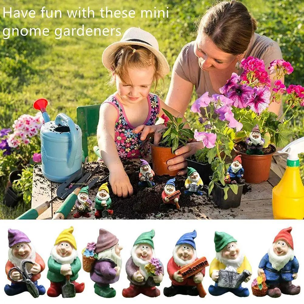 

4 Pcs Fairy Garden Drunk Gnomes Miniature Ornaments Set Mini Dwarf Bonfire Statues for Planter Flowerpot Decor Accessories
