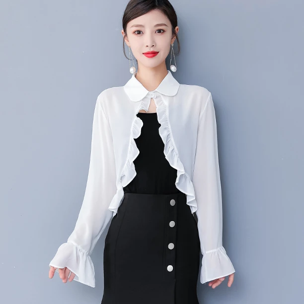 

Chiffon Shawl Women Summer White Cardigans Women Long Sleeve Chiffon Cardigans