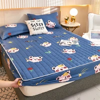 thicken quilted mattress protector cover bedroom double bed printed elastic fitted sheet style king size protection bed pad