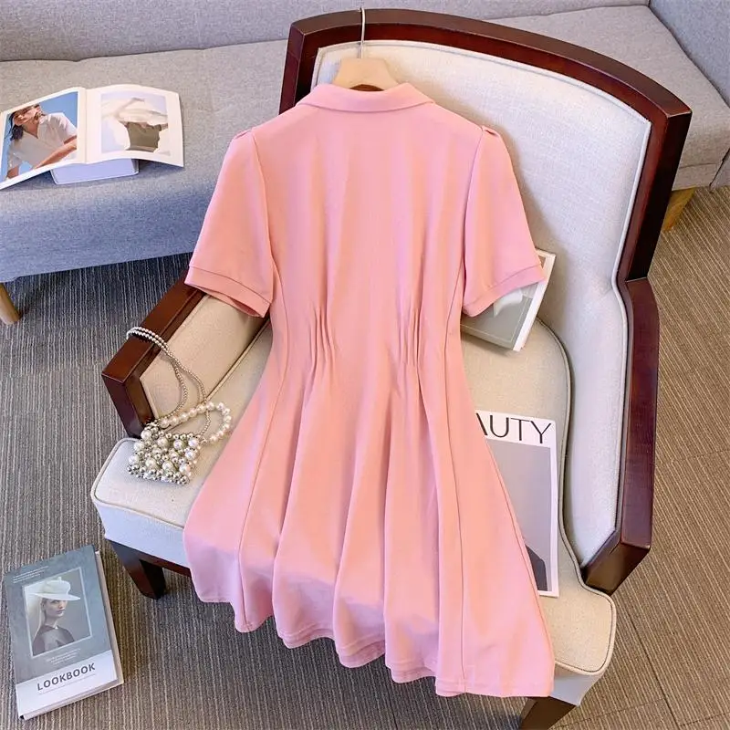 Летние женские элегантные платья-миди хлопковые повседневные платья-поло с