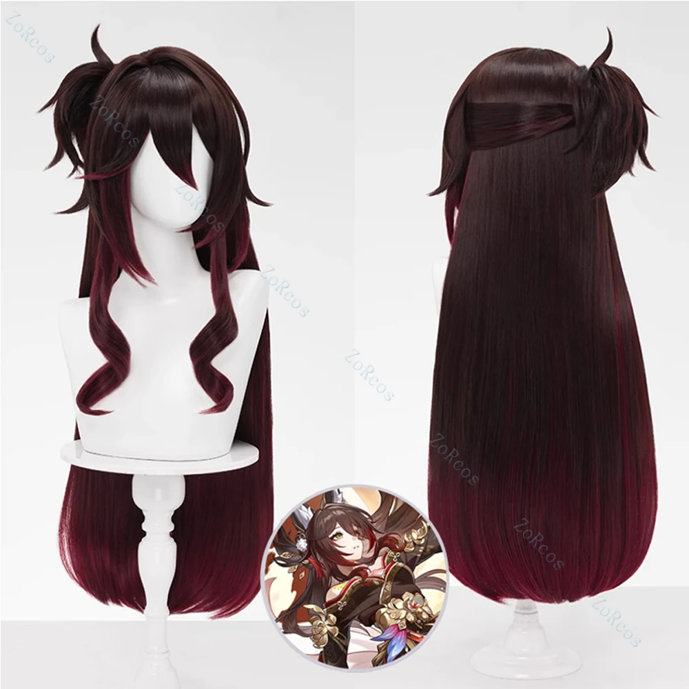Game Honkai: Star Rail Tingyun Косплей Парик 80 см Длинные Красные Коричневые Термостойкие