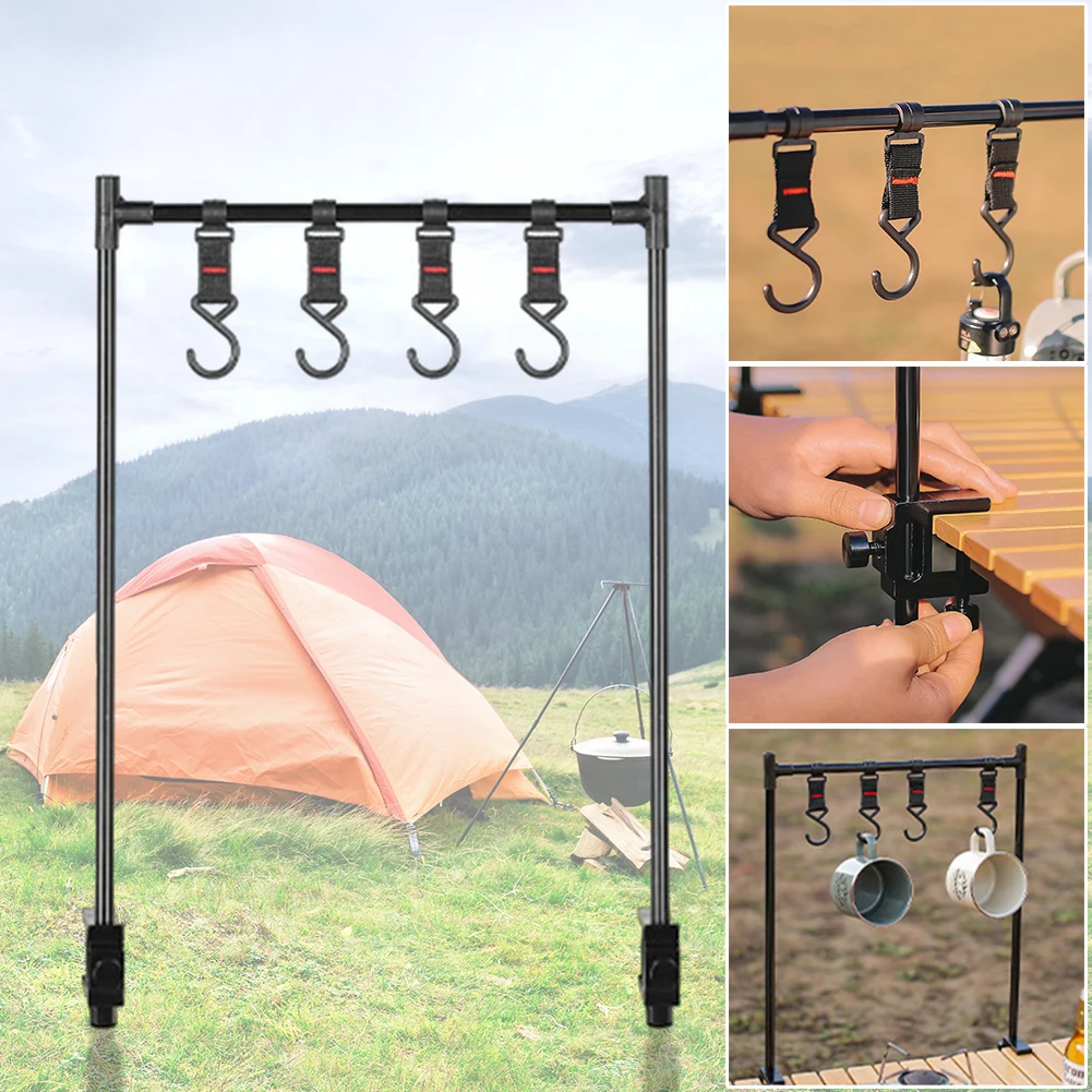 

Настольные полки для кемпинга, подвесная настольная стойка для хранения, регулируемый кронштейн из алюминиевого сплава для пикника и барбе...