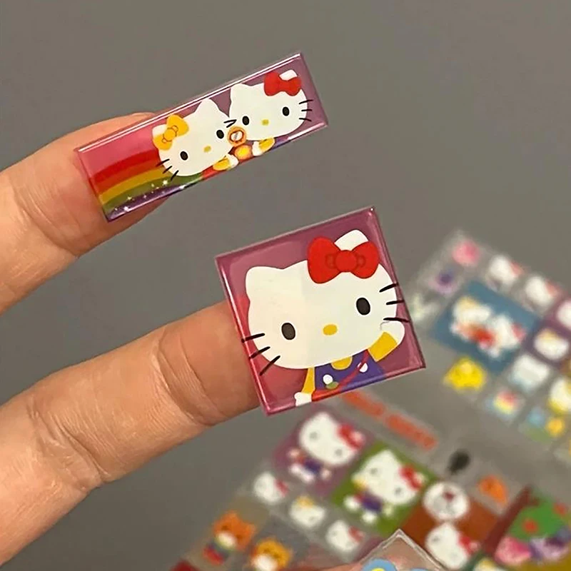 Sanrio Hello Kitty 3D Adhesive Stickers KT Cat Phone Cases Water Cup Decoration Kids DIY Toys Girly Heart Gift
