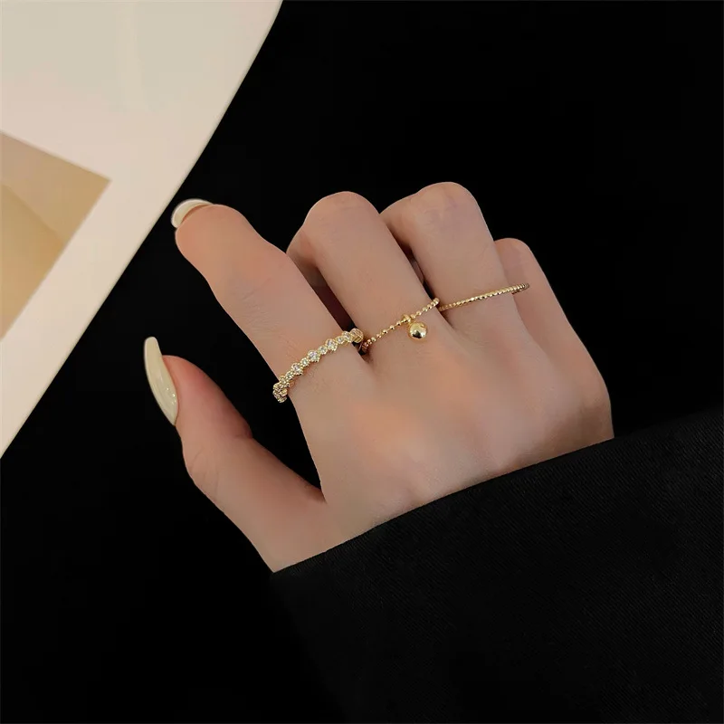 

High Luxury Design 3pcs Engagement Rings for Women Cubic Zircon Size 13 Rings Indian Jewelry