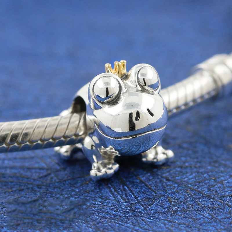 

Mybeboa Comfortable to Wear 925 Solid Silver Bead Charms Inscription Frog Prince Fit Pandora Original Bracelet Women DIY Jewelry