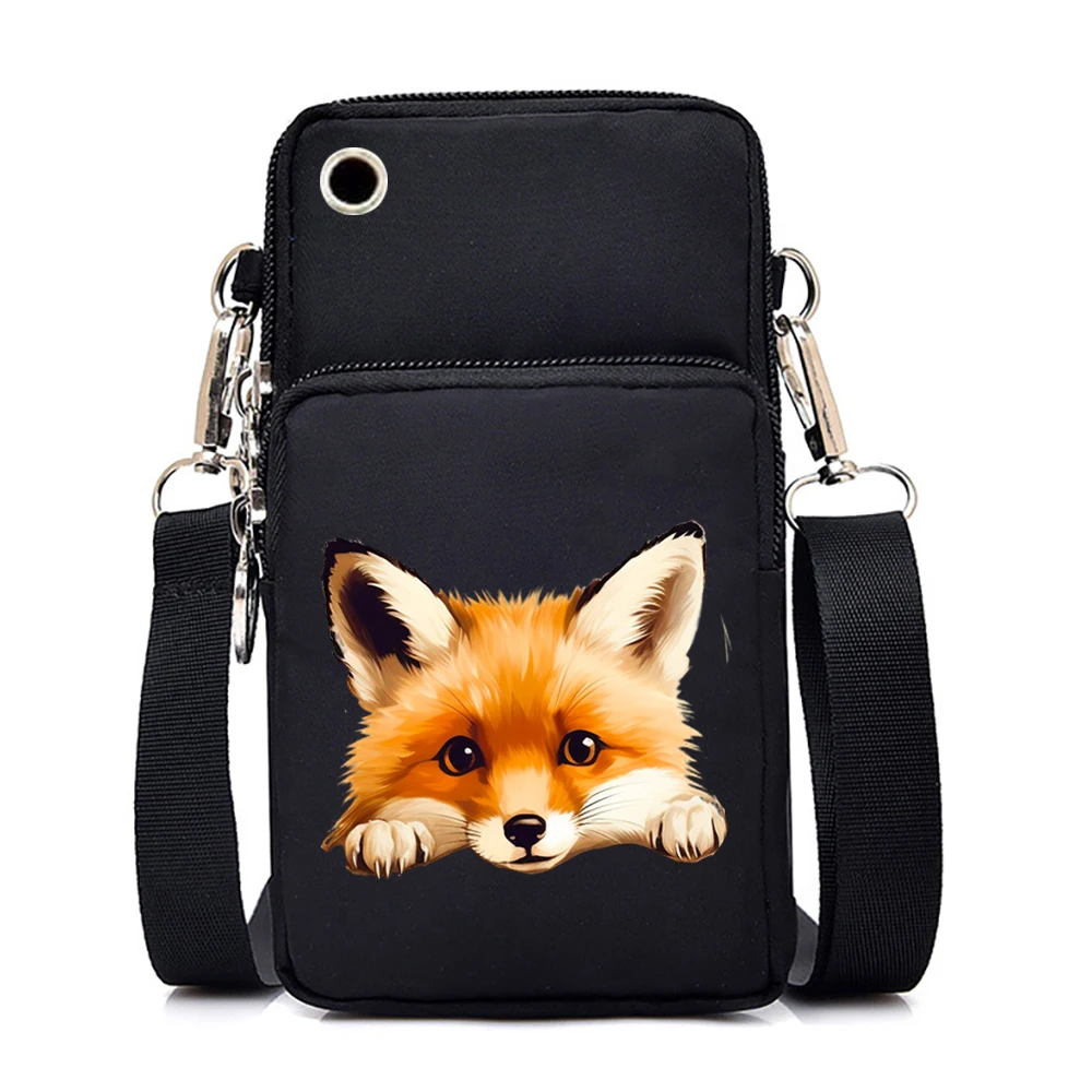 Женская мини-сумка с акварельными животными милая лиса льва панда мультяшная