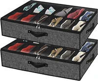 usa stock under bed shoe storage organizer for closet fits 24 pairs with clear coverset of 2 29 3 x 23 6 x 5 9inch