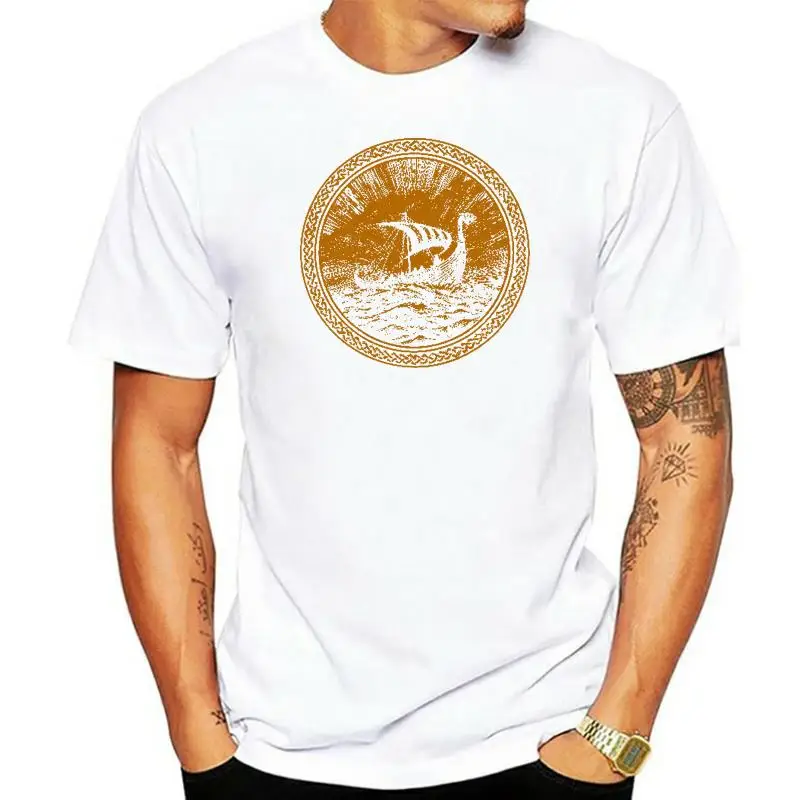 

Футболка Drakkar в скандинавском стиле с кораблем викингов для мужчин и женщин, унисекс, новая модная футболка