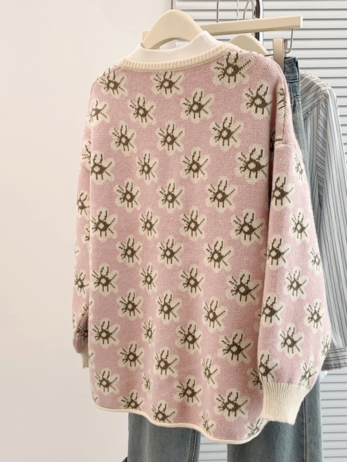 Жаккардовый свитер French sle Gentle Wind Heavy Industry верхняя одежда для женщин зима 2024