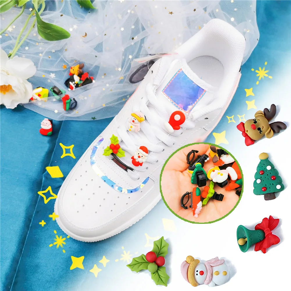 

Hot 1pc Cartoon Christmas Tree Shoe Charms Funny DIY Clog Shoe Accessories Fit Croc Sandals Decorate Buckle Kid X-mas Gifts
