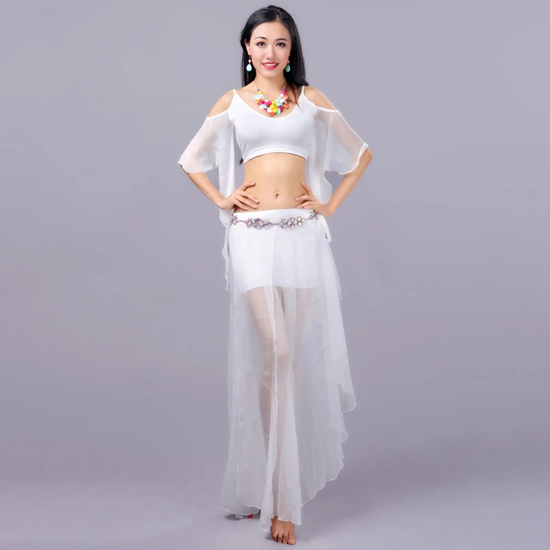 

Belly Dance Long Skirt Set Tops Clothes Waist Scarf Suit Luxury Modern Dance Skirt Sexy Woman Costumes Danza Del Vientre 2022