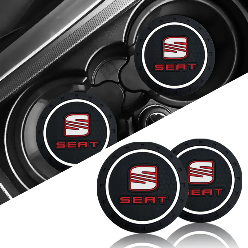 

2pcs New Car Badge Non-slip Pad Cup Holder Mat for Seat FR leon mk3 mk2 5f lbiza Altea 6j Alhambra Arona cupra Toledo mii