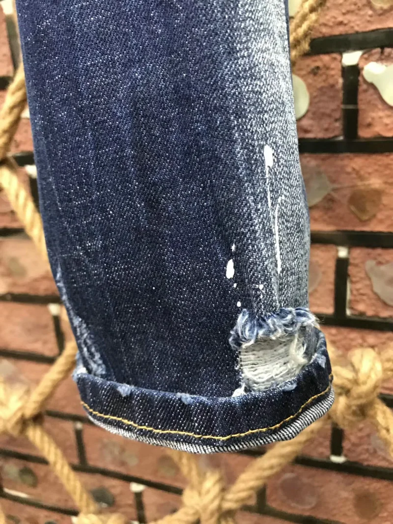 New Men's Dsquared2 Buttons Jeans Ripped For Male Skinny  Pants Men's Denim Trousers Top Quality Slim Jeans A177