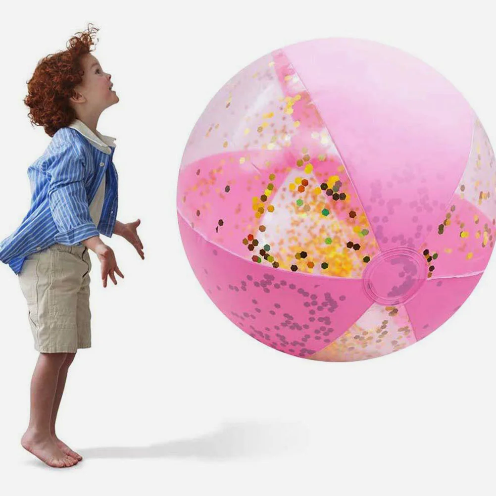 

2 Pcs Glitter Beach Ball Balls Bulk Reusable Toys Sequins Plaything Pvc Swimming Pool