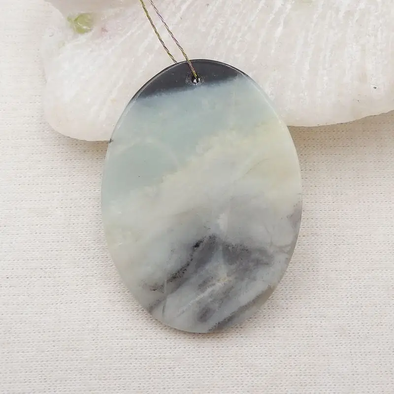 Натуральный камень Амазонит вырезанный резным рельефом Русалка Бусина для создания ювелирных изделий 40x30x4мм 8г Полудрагоценные модные аксессуары для ожерелья.