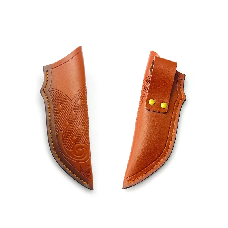 

1 Piece Cow Leather Outdoor Straight Knife Cover Scabbard Sheath Cowhide Carved Pattern Storage Bag Case Pants