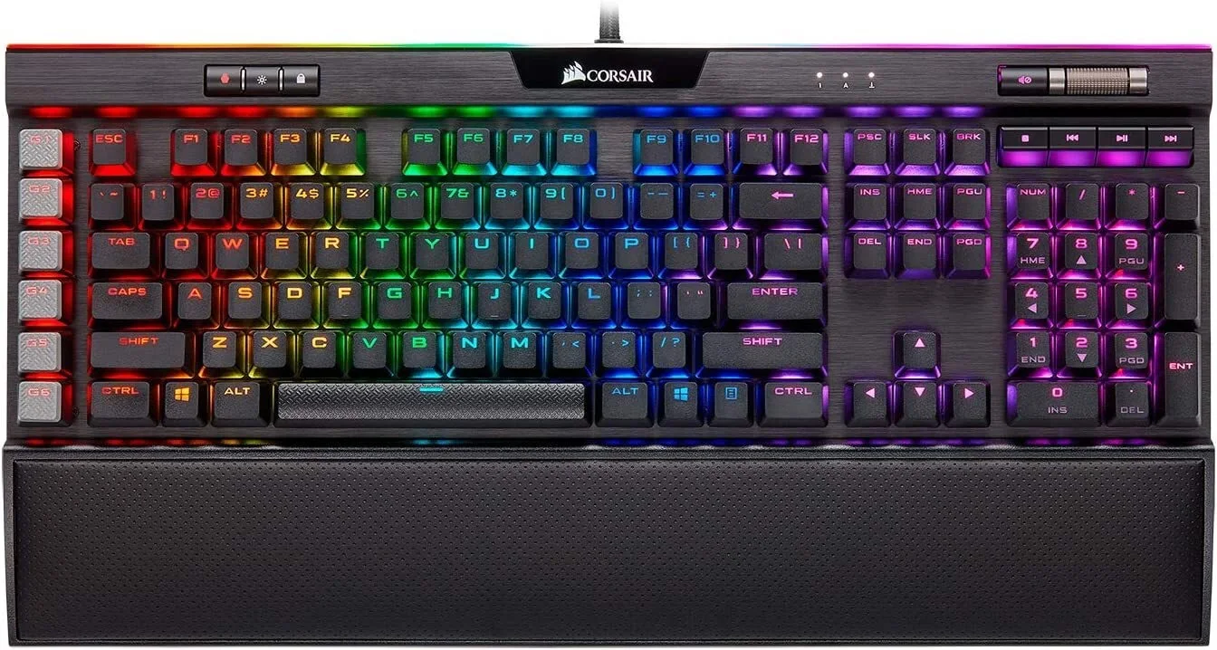 

Механическая игровая клавиатура Corsair K95 RGB Platinum XT, RGB LED подсветка, Cherry MX RGB синий, черный