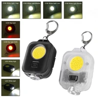 mini cob lamp keychain flashlight 6 modes floodlight 2 modes led spotlight usb rechargeable torch for outdoor camping hiking