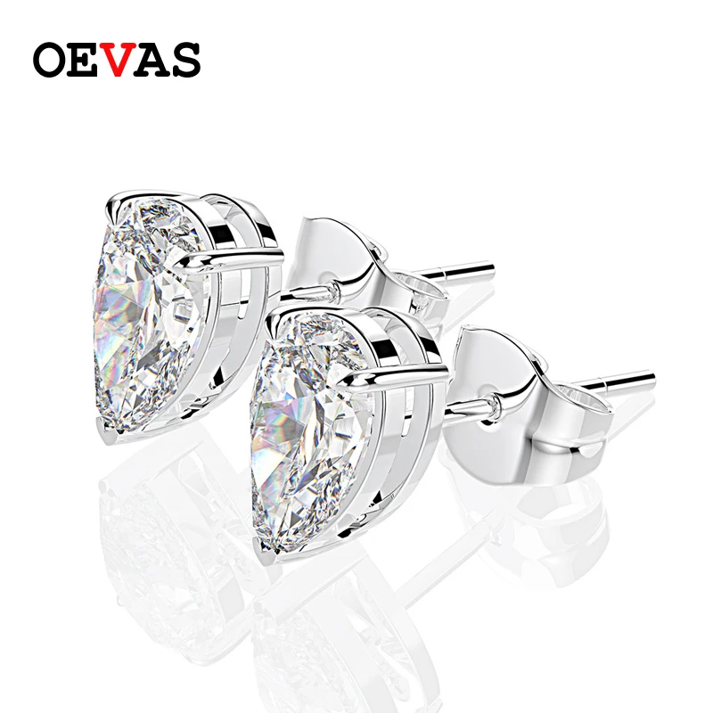 OEVAS Classic 100% 925 Sterling Silver Pear Created Moissanite Gemstone Ear Studs White Gold Earrings Fine Jewelry Wholesale