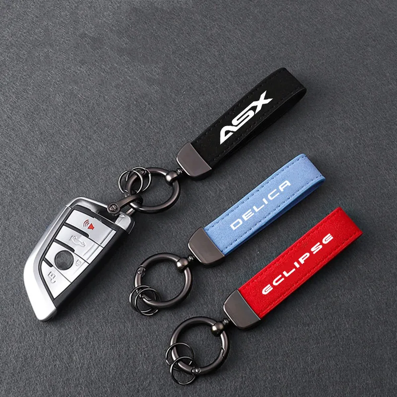 

1pcs Leather Car Styling Badge Pendant 4s Shop Gifts Auto keychain For Mitsubishi Asx Lancer Pajero Outlander L200 Delica