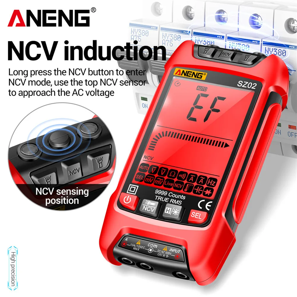 

9999 Counts Voltmeter Ammeter Auto Range True RMS NCV Multimeter DC AC Voltage Current Resistance Frequency High Precision Tools