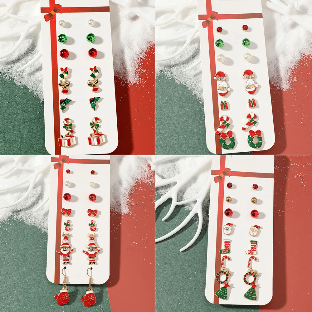 

1 Set Christmas Stud Earrings Santa Claus Snowman Christmas Tree Dangle Earrings Trendy Holiday Gifts Fashion Jewelry