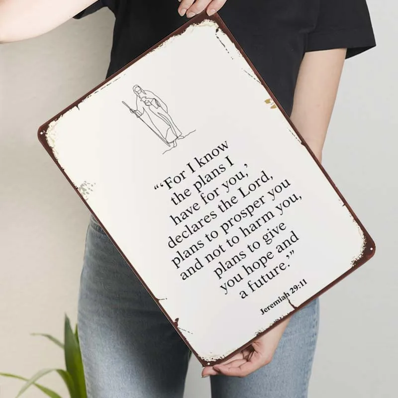 Библия стихи джеремия 29 металлический знак вдохновляющий постер домашний декор