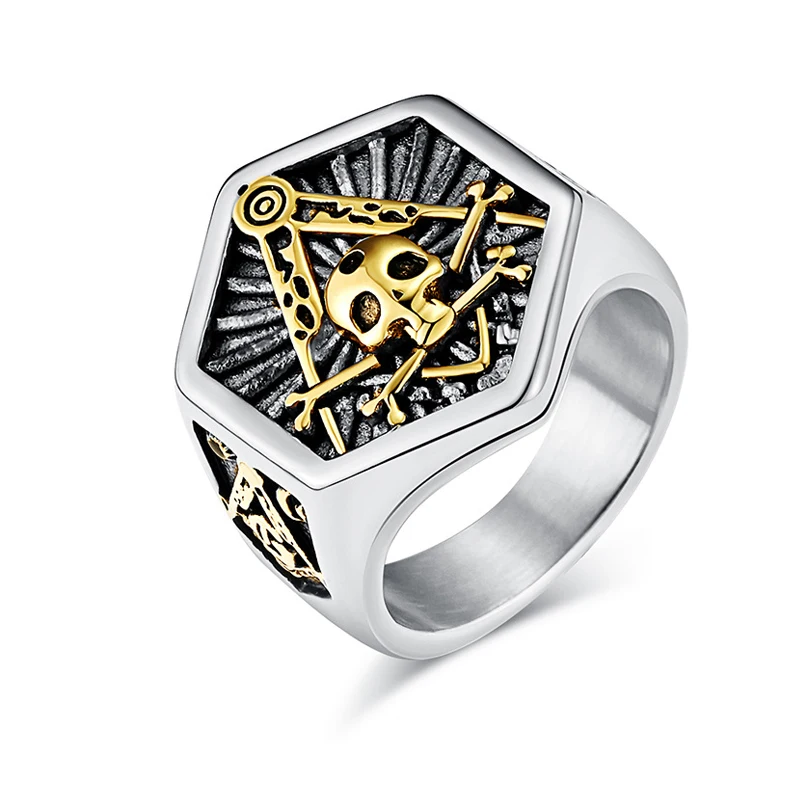 Мужское двухцветное кольцо на палец из нержавеющей стали размер 8-12