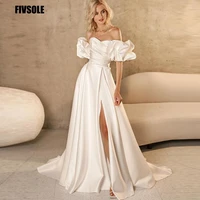fivsole boho beach wedding dresses 2022 sweetheart lace up back sexy leg slit bohemian bridal gowns elegant vestidos de noiva